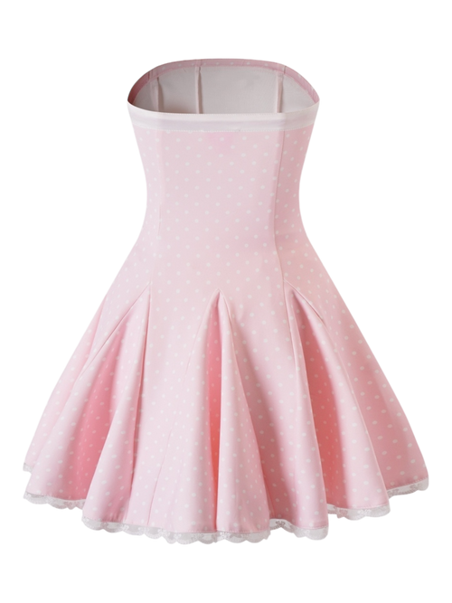 Dolly Polka Dot Dress + Petticoat (Pink)