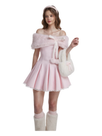 Sugar Pom Fur Pullover Stretchy Shoulder Cape (Pink) - Angel Ruche