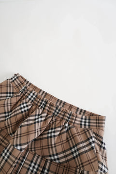 Girly Plaid Pleated High Rise Skirt (Khaki) - Angel Ruche