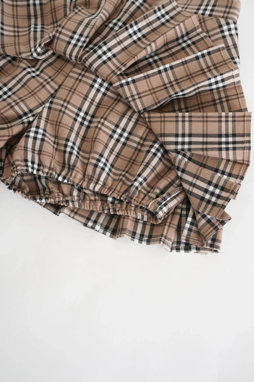 Girly Plaid Pleated High Rise Skirt (Khaki) - Angel Ruche