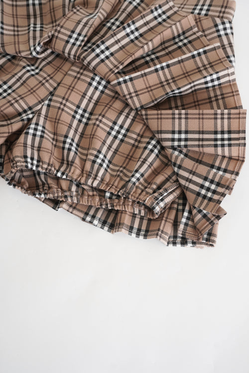 Girly Plaid Pleated High Rise Skirt (Khaki)