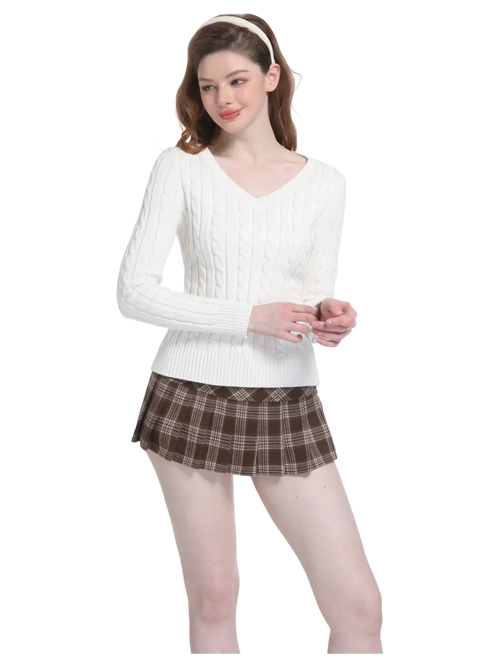 Girly Plaid Pleated Mini Skirt (Brown) - Angel Ruche