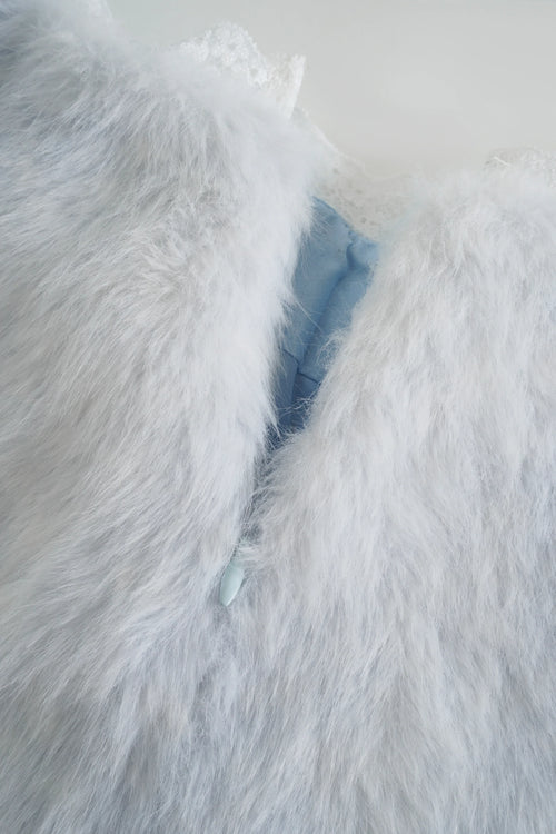 My True Form Fawn Mid-Rise Fur Lace Skirt (Snow Blue) - Angel Ruche