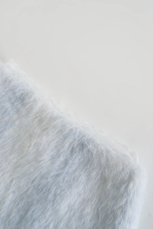 My True Form Fawn Mid-Rise Fur Lace Skirt (Snow Blue) - Angel Ruche