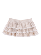 Ballerina Bliss Ruffle Mini Skirt (Beige)