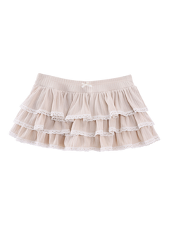Ballerina Bliss Ruffle Mini Skirt (Beige)