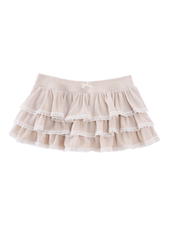 Ballerina Bliss Ruffle Mini Skirt (Beige) - Angel Ruche