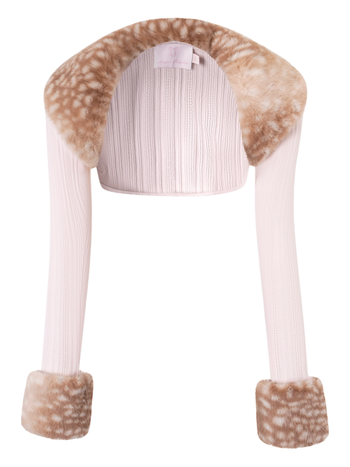 White tights with brown fur trim on a white background