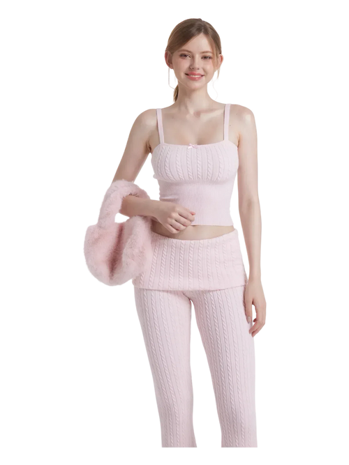 Colette Cable Knit Fold‑Over Pants - Angel Ruche