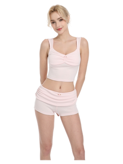 Rose Buds Cotton Matching Set (Baby Pink)