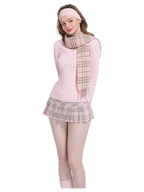 Love Letter Cable Knit V Neck Sweater (Pink) - Angel Ruche