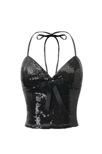 Onyx Fairydust Sequin Halter Top (Black)