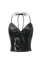 Onyx Fairydust Sequin Halter Top (Black) - Angel Ruche