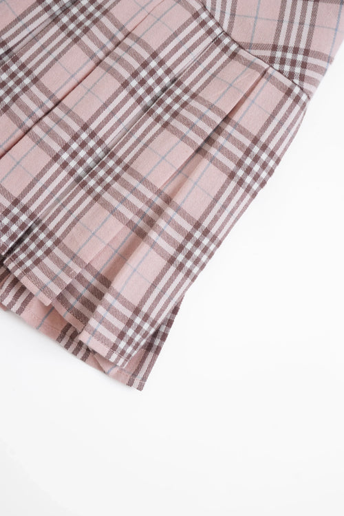 Girly Plaid Pleated High Rise Skirt (Pink) - Angel Ruche