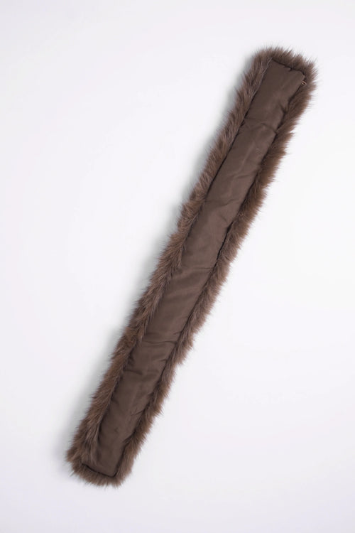 Fur Trim Mocha Cable Knit Zip Up Cardigan (Brown) - Angel Ruche
