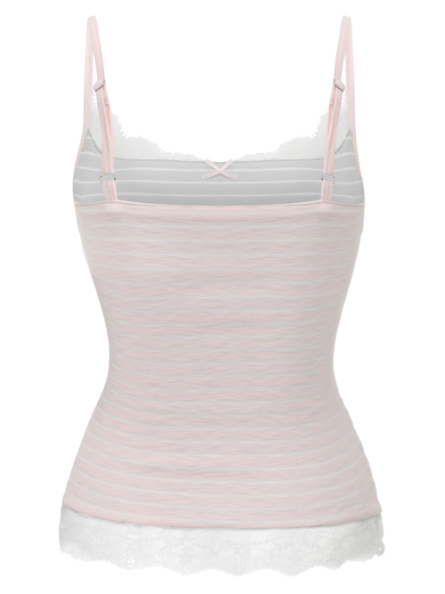 Muse Cotton Reversible Lace Cami (Pink Grey Stripe)