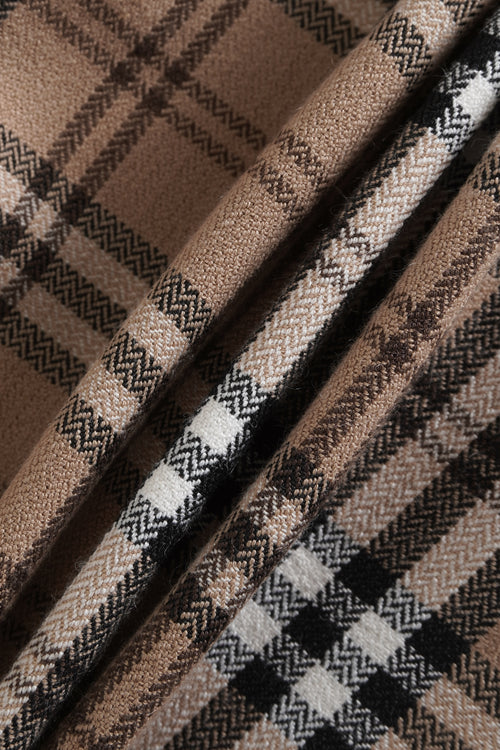 Girly Plaid Pleated High Rise Skirt (Khaki)