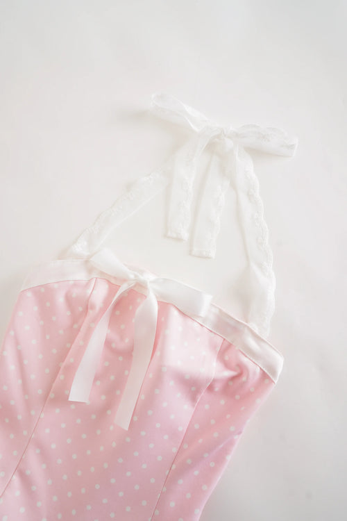 Dolly Polka Dot Dress + Petticoat (Pink) - Angel Ruche