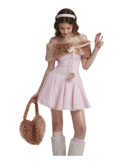 Sugar Pom Fur Pullover Cape (Deer Print) - Angel Ruche