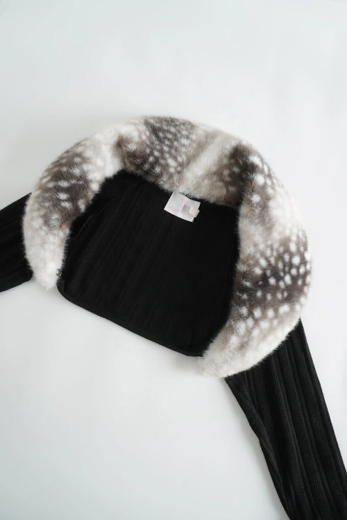 My True Form Fawn Fur Bolero Cardigan (Black) - Angel Ruche