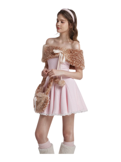 Sugar Pom Fur Pullover Cape (Deer Print) - Angel Ruche