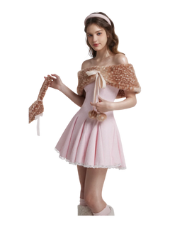 Sugar Pom Fur Pullover Cape (Deer Print) - Angel Ruche