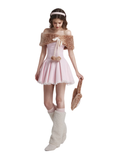 Sugar Pom Fur Pullover Cape (Deer Print) - Angel Ruche