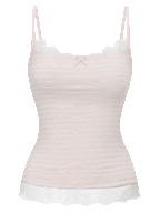 Muse Cotton Reversible Lace Cami (Pink Grey Stripe)