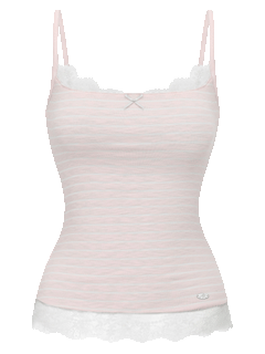 Muse Cotton Reversible Lace Cami (Pink Grey Stripe)