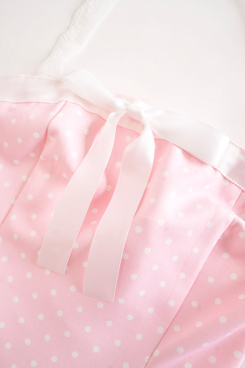 Dolly Polka Dot Dress + Petticoat (Pink)