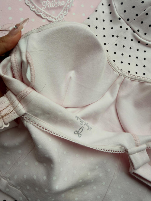 Whimsy Doll Cotton Polka Active Top(White Polka)