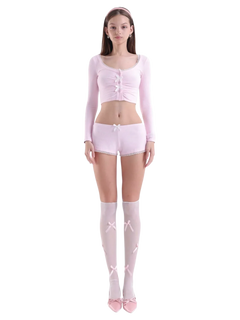 Tulle Ribbon Loose Socks (Pink) - Angel Ruche