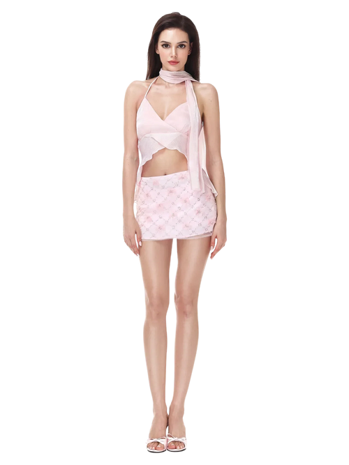 Averie Beaded Sequin Skirt + Lace Shorts - Angel Ruche