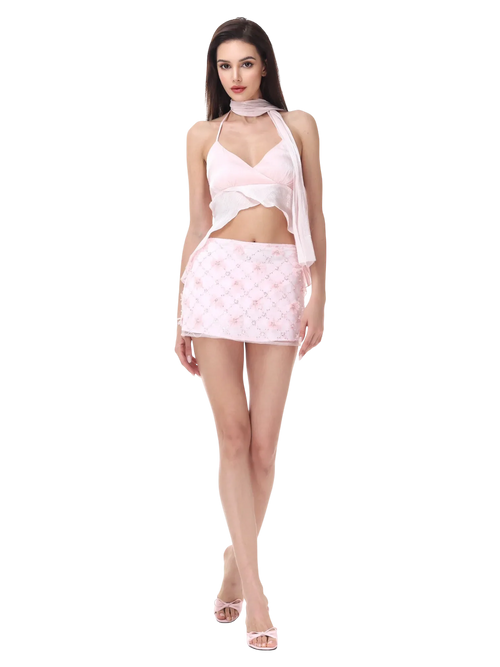 Averie Beaded Sequin Skirt + Lace Shorts - Angel Ruche