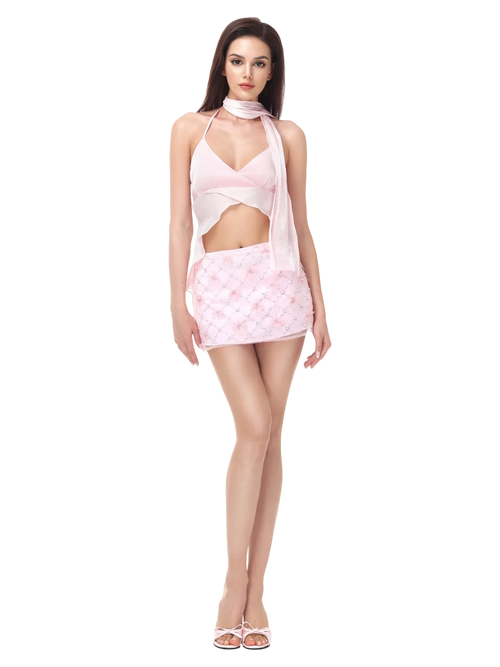 Averie Beaded Sequin Skirt + Lace Shorts - Angel Ruche
