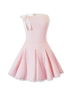Dolly Polka Dot Dress + Petticoat (Pink)