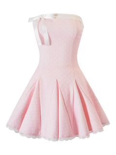 Dolly Polka Dot Dress + Petticoat (Pink) - styling detail - Angel Ruche