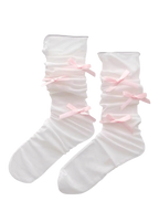 Tulle Ribbon Loose Socks (Pink) - Angel Ruche