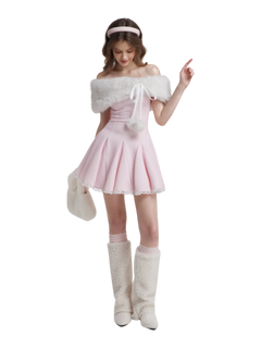 Sugar Pom Fur Pullover Cape (White) - Angel Ruche