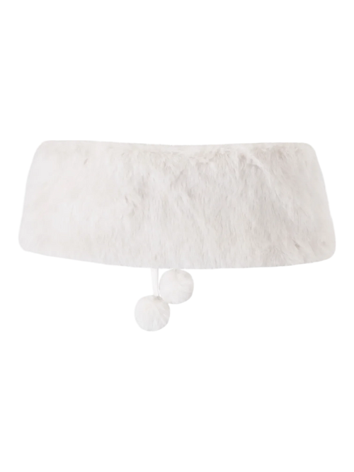 Sugar Pom Fur Pullover Cape (White) - Angel Ruche