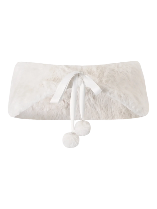 Sugar Pom Fur Pullover Cape (White) - Angel Ruche