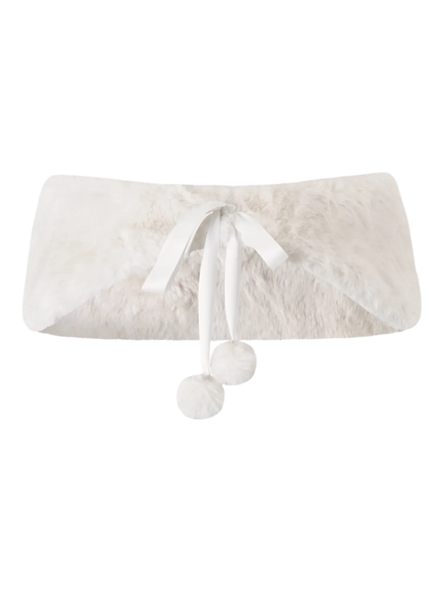 Sugar Pom Fur Pullover Cape (White) - Angel Ruche