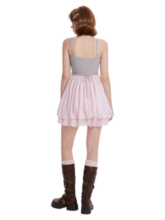 Lovergirl Cable Knit Chiffon Babydoll Dress