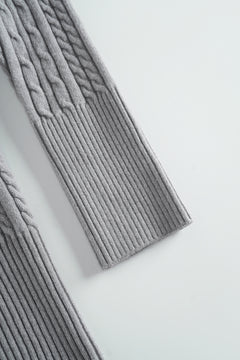 Fur Trim Cozy Cloud Cable Knit Cardigan (Grey)