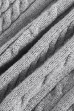 Fur Trim Cozy Cloud Cable Knit Cardigan (Grey)