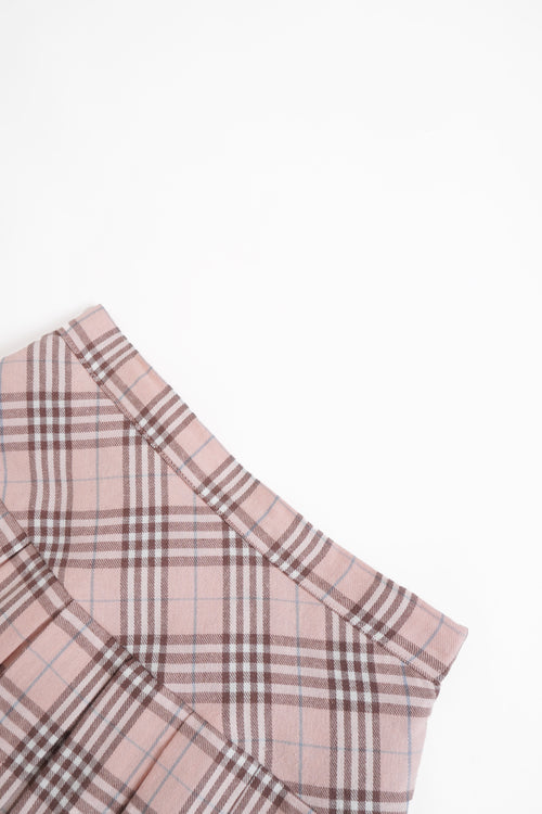 Girly Plaid Pleated High Rise Skirt (Pink)