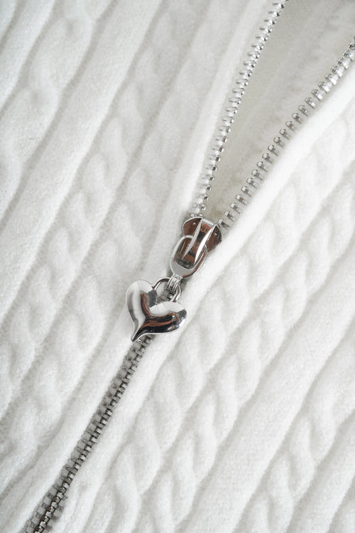 Fur Trim Marshmallow Cable Knit Cardigan (White)