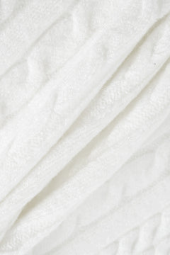 Fur Trim Marshmallow Cable Knit Cardigan (White)