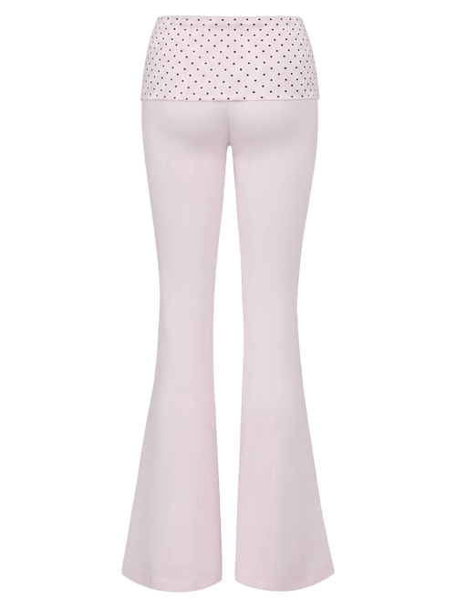 Whimsy Doll Cotton Active Fold over Long Pants (Brown Polka)