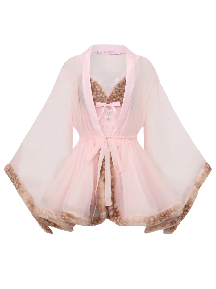 Bambi Princess Fur Chiffon Robe (Pink)